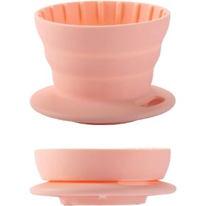Collapsible Coffee Dripper, Silicone Portable Pour Over Coffee Maker, Reusable Single Cup Maker(1-2 Cup) (Pink)