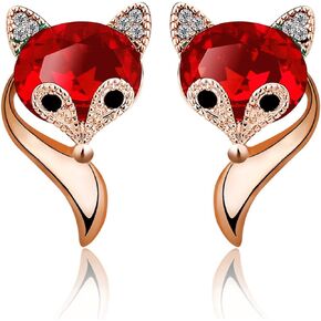 Earrings Studs Lovely Fox Created Crystal Earrings For Girls gift Red
