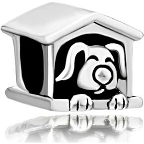 Dog Charms Cute Puppy Sleeping in Dog House Beads For Bracelets
