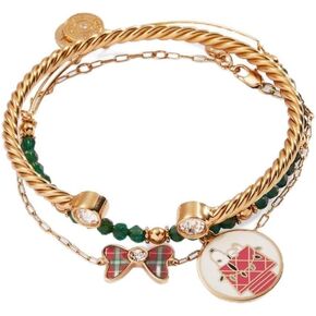 Alex and Ani Peanuts™, Snoopy Home Sweet Home, Set of 3, Shiny Gold Finish, Multi-Color Charm