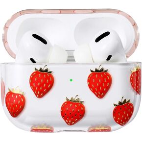 غطاء حافظة Apple Airpods Pro للنساء، متوافق مع حافظة Apple Airpods Pro شفاف مع أنماط تصميمات صلبة مضادة للصدمات من البولي كربونات [مصباح LED أمامي مرئي] واقي كامل مضاد للسقوط، كرزي in Kuwait