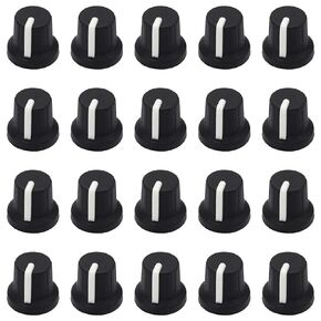 Fielect 20Pcs Potentiometer Control Knob 6mm Plastic Potentiometer Volume Control Rotary Knob for Electric Guitar Volume Tone Knobs Black and Blue