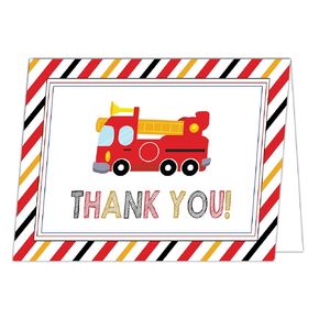 Fire Truck Thank You Card - Set of 20 Folded cards with envelopes