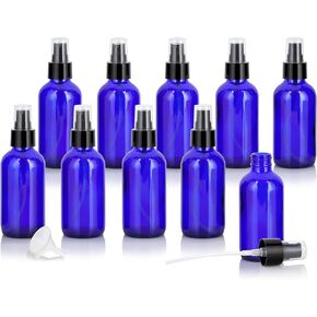 JUVITUS 4 oz / 120 ml Cobalt Blue Glass Boston Round Bottle with Black Treatment Pump (12 pack)