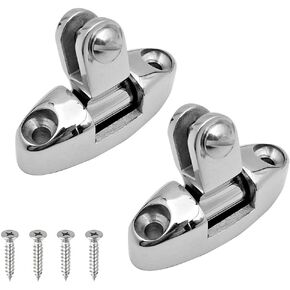 2 Pcs Boat Top Bimini Deck Hinge Swivel Side Mount 316 Stainless Steel with Rubber Pad and Screws