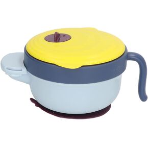 Walfront Baby Insulation Bowl, Baby Insulated Bowl Microwave Dishwasher Safe Detachable Stainless Steel Interior Infant Feeding Bowl with Suction Base(Blue)