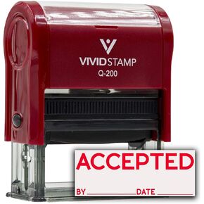 Accepted by Date Self Inking Rubber Stamp (Red Ink) - Medium