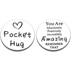 Back to School Gifts for Students, Pocket Hug Token, Stress Relief, Thinking of You Gifts for Men Women, Inspirational Gifts for Women, Sobriety Gifts for Men, Cheer Up Gifts for Women, Badge Holder