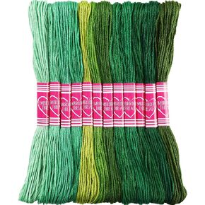 12 Skeins Green Series Embroidery Floss Thread, Wonderful Friendship Bracelet String, Cross Stitch Making Yarn, Craft Floss