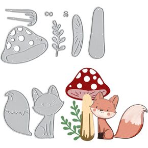 Fall Mushroom Cutting Dies, Autumn Fox Animal Leaves Die Cuts Embossing Stencil for Card Making Scrapbooking Paper Craft Album Stamps DIY Décor