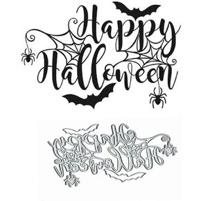 Happy Halloween Metal Die Cuts,Halloween Spider Bat Card Cutting Dies Cut Stencils DIY Scrapbooking Photo Album Decorative Embossing Paper Card Making
