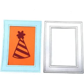 قوالب قطع معدنية بإطار مستطيل مقاس 3.7 × 4.8 بوصة من LZBRDY لصنع البطاقات وخلفية قصاصات القصاصات لآلات قطع القوالب in Kuwait