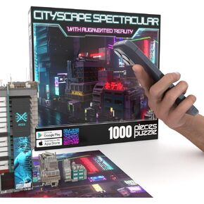 Cityscape Spectacular - 1000 Piece Augmented Reality Jigsaw Puzzle, Interactive Hidden Object Game, Tech & Gamer Gift, Futuristic Urban Art