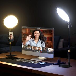 Ring Light with Stand for Zoom Meetings, 360° Rotate 10.5" Zoom Lighting for Computer Video Conference Light Desk Light, LED Full-Screen Zoom Light with Phone Holder for Live Streaming, Video Call