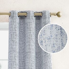 Jessica Simpson – Tallulah Heathered Texture Ultimate Blackout Curtains | Set of 2 Panels and 2 Tiebacks | Privacy Drapes | Premium Grommet Header | 38" x 84" | Blue