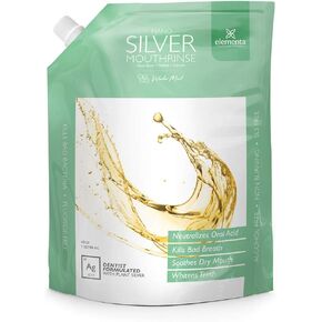 Elementa Silver Nano Silver Xylitol Mouth Wash Refill Pack | Mouth Rinse Oral Care 40 oz | Dentist Formulated, Alcohol and Fluoride Free (Winter Mint)