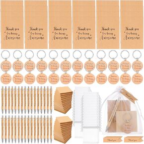 24 Set Employee Appreciation Gifts Office Gifts for Coworkers Thank You Gift Motivational Pens Inspirational Notebooks Thank You Keychains Organza Bags Gifts for Coworker(Thank You for Being Awesome)