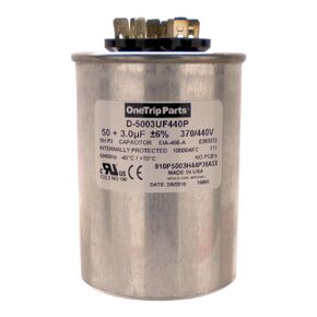 USA Run Capacitor 50+3 UF 50/3 MFD 370 VAC / 440 VAC 2-1/2 Inch Round Heavy Duty