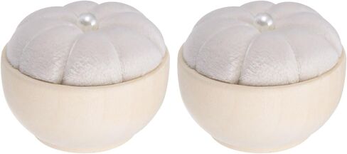 HARFINGTON 2Pcs Pin Cushion Wooden Base Needle Pincushion Cute Small Pins Holder with Vertical Wooden Bowl for Sewing Quilting Needlework DIY Crafts, Cream in Saudi Arabia