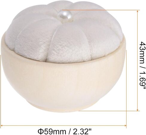 HARFINGTON 2Pcs Pin Cushion Wooden Base Needle Pincushion Cute Small Pins Holder with Vertical Wooden Bowl for Sewing Quilting Needlework DIY Crafts, Cream in Saudi Arabia