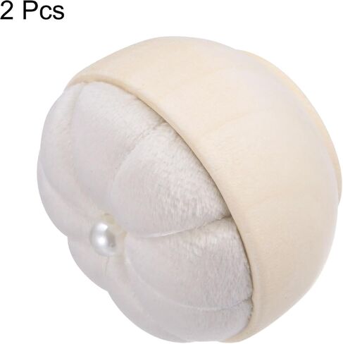 HARFINGTON 2Pcs Pin Cushion Wooden Base Needle Pincushion Cute Small Pins Holder with Vertical Wooden Bowl for Sewing Quilting Needlework DIY Crafts, Cream in Saudi Arabia