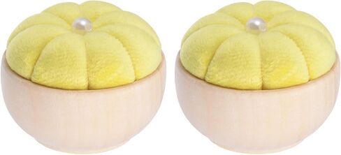 HARFINGTON 2Pcs Pin Cushion Wooden Base Needle Pincushion Cute Small Pins Holder with Vertical Wooden Bowl for Sewing Quilting Needlework DIY Crafts, Cream in Saudi Arabia