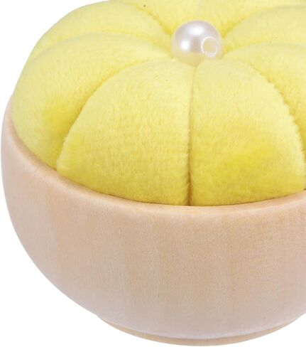 HARFINGTON 2Pcs Pin Cushion Wooden Base Needle Pincushion Cute Small Pins Holder with Vertical Wooden Bowl for Sewing Quilting Needlework DIY Crafts, Cream in Saudi Arabia