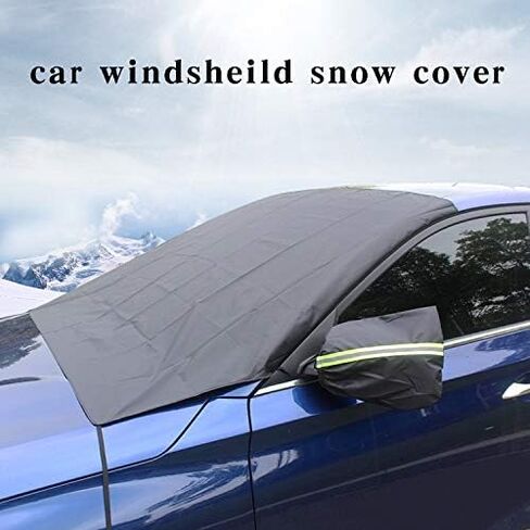 مظلة للزجاج الأمامي مع مساحة تخزين مع أغطية مرايا جانبية، تحمي الزجاج الأمامي والمساحات من المطر الحراري للشمس، تناسب أي مركبة، طراز خفيف الوزن لسهولة الاستخدام (80 بوصة × 47 بوصة) in Kuwait