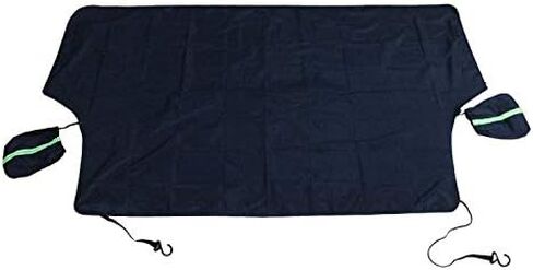 مظلة للزجاج الأمامي مع مساحة تخزين مع أغطية مرايا جانبية، تحمي الزجاج الأمامي والمساحات من المطر الحراري للشمس، تناسب أي مركبة، طراز خفيف الوزن لسهولة الاستخدام (80 بوصة × 47 بوصة) in Kuwait