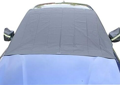 مظلة للزجاج الأمامي مع مساحة تخزين مع أغطية مرايا جانبية، تحمي الزجاج الأمامي والمساحات من المطر الحراري للشمس، تناسب أي مركبة، طراز خفيف الوزن لسهولة الاستخدام (80 بوصة × 47 بوصة) in Kuwait