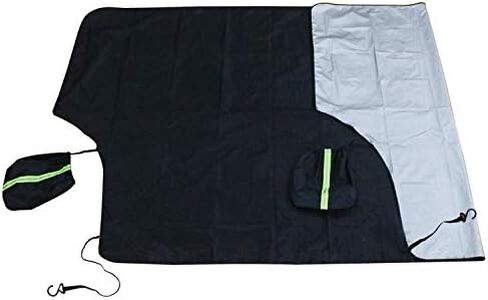 مظلة للزجاج الأمامي مع مساحة تخزين مع أغطية مرايا جانبية، تحمي الزجاج الأمامي والمساحات من المطر الحراري للشمس، تناسب أي مركبة، طراز خفيف الوزن لسهولة الاستخدام (80 بوصة × 47 بوصة) in Kuwait