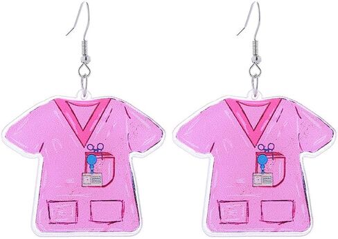 International Nurse Day Earrings for Women Girls Funny Creative Acrylic Capsule Pills Medical Stethoscope Thermometer Needle Dangle Drop Earrings Lightweight Pink Nurse Uniform Medical Heart Nurse Earrings Appreciation Nurse Gifts in Saudi Arabia