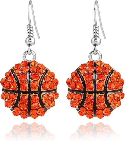 Rhinestone Basketball Dangle Earrings,Crystal Volleyball Baseball Sport Drop Earrings Jewelry for Women Girls Teammate Birthday Christmas Gifts in Saudi Arabia