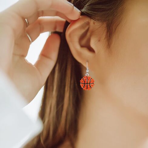 Rhinestone Basketball Dangle Earrings,Crystal Volleyball Baseball Sport Drop Earrings Jewelry for Women Girls Teammate Birthday Christmas Gifts in Saudi Arabia