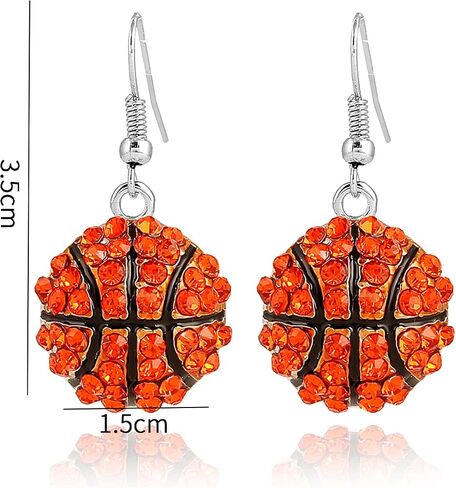Rhinestone Basketball Dangle Earrings,Crystal Volleyball Baseball Sport Drop Earrings Jewelry for Women Girls Teammate Birthday Christmas Gifts in Saudi Arabia