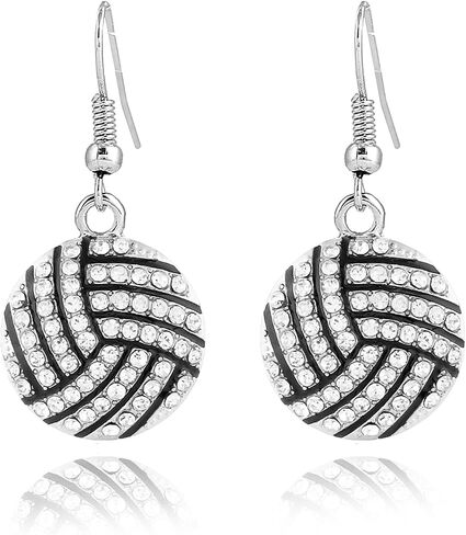 Rhinestone Basketball Dangle Earrings,Crystal Volleyball Baseball Sport Drop Earrings Jewelry for Women Girls Teammate Birthday Christmas Gifts in Saudi Arabia