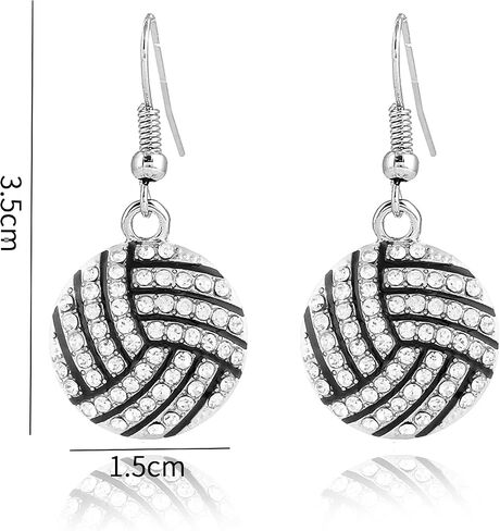 Rhinestone Basketball Dangle Earrings,Crystal Volleyball Baseball Sport Drop Earrings Jewelry for Women Girls Teammate Birthday Christmas Gifts in Saudi Arabia