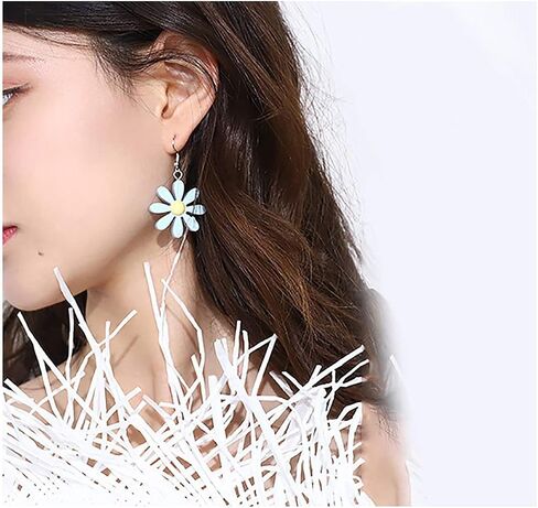 4 Pairs Daisy Earrings for Women,Acrylic Yellow Flower Daisy Dangle Earring Wild Lily Petals Hawaii Plant Earrings for Women Girl in Saudi Arabia