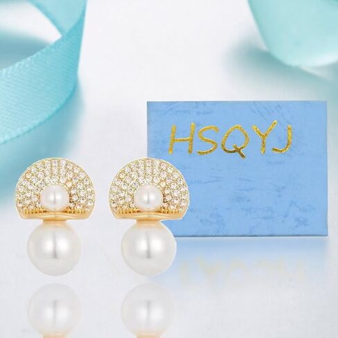 أقراط متدلية من الذهب الأبيض واللؤلؤ الأبيض وحجر الراين الكريستالي لحفلات الزفاف وحفلات الزفاف والأقراط المتدلية مجوهرات الأزياء للنساء والفتيات in Kuwait