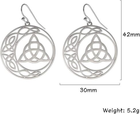 VASSAGO Stainless Steel Triquetra Celtic Knot Symbol Crescent Moon Earrings Circle Charm Drop Dangle Earring for Women Girls Jewelry Gifts (silver) in Kuwait