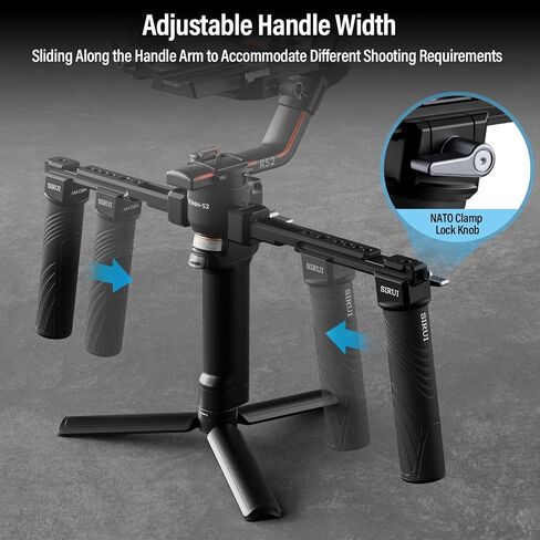 SIRUI Dual Handgrip for DJI RS 4/RS 4Pro/RS 3/RS 3 Pro/RS 2/RSC 2/Ronin-S/Ronin-SC, Gimbal Handle for Ronin Series with NATO Rails, Cold Shoe, 1/4" & 3/8" Threads, AM-DSH in Saudi Arabia