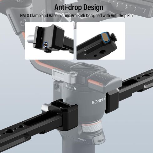 SIRUI Dual Handgrip for DJI RS 4/RS 4Pro/RS 3/RS 3 Pro/RS 2/RSC 2/Ronin-S/Ronin-SC, Gimbal Handle for Ronin Series with NATO Rails, Cold Shoe, 1/4" & 3/8" Threads, AM-DSH in Saudi Arabia