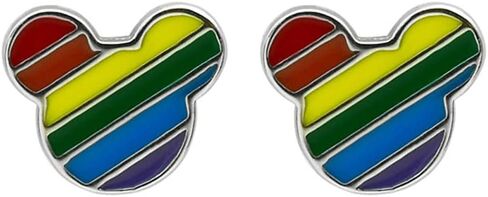 Rainbow Mouse Stud Earrings Sterling Silver 925 for Women Girls Colorful Small Cartilage Earrings Tragus Piercing Studs Hypoallergenic Ear Jewelry in Saudi Arabia