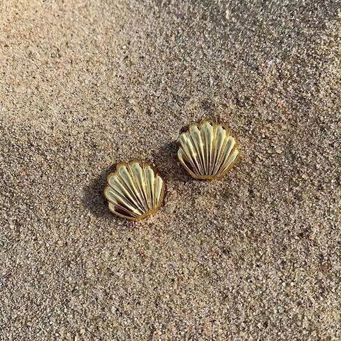 Gold Shell Earrings for Women 14k Gold Starfish Stud Earrings Big Pearl Seashell Earrings Beach Summer Beach Jewelry Gift for Girls Women in Saudi Arabia