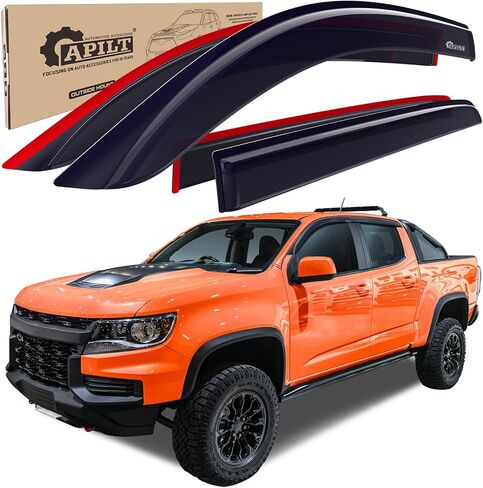 Tape-On Rain Guards Vent Visors Window Deflectors for 2015-2022 Chevrolet Colorado & GMC Canyon Crew Cab Truck Accessories Dark Smoke 4-Piece Set with Thicker in Saudi Arabia