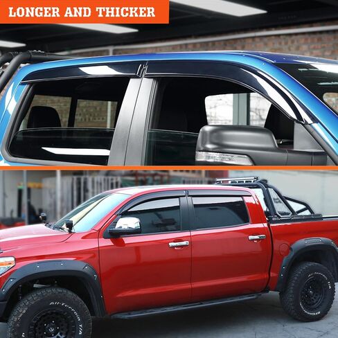 Tape-On Rain Guards Vent Visors Window Deflectors for 2015-2022 Chevrolet Colorado & GMC Canyon Crew Cab Truck Accessories Dark Smoke 4-Piece Set with Thicker in Saudi Arabia