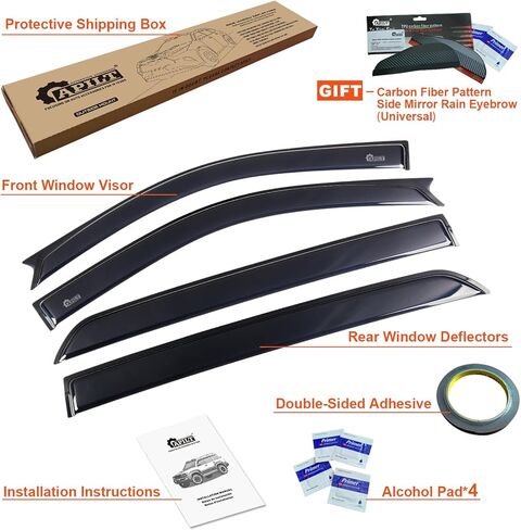 Tape-On Rain Guards Vent Visors Window Deflectors for 2015-2022 Chevrolet Colorado & GMC Canyon Crew Cab Truck Accessories Dark Smoke 4-Piece Set with Thicker in Saudi Arabia