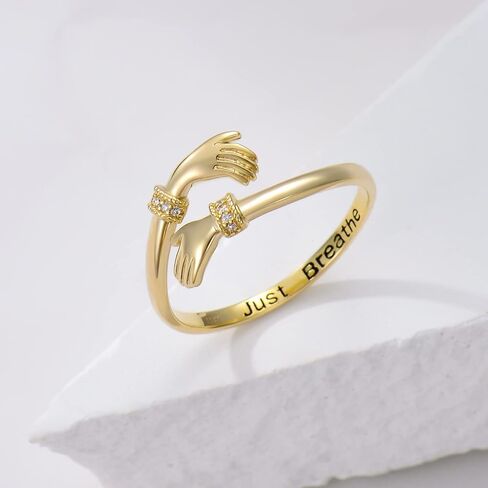 Gold Hug Ring for Her Women Yellow Gold Adjustable Hug Hand Rings Jewelry forChristmas Birthday Anniversary Valentine's Gifts for Girlfriend Wife Fiancée in Saudi Arabia