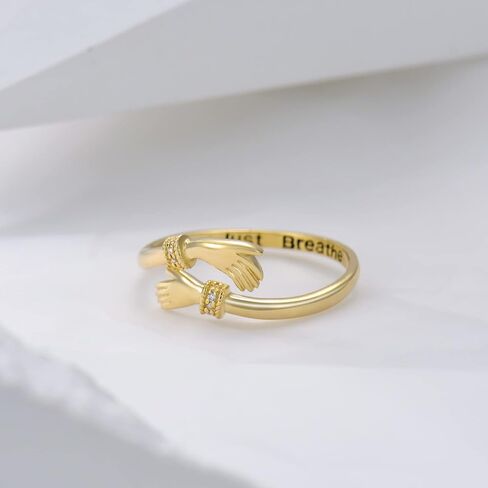 Gold Hug Ring for Her Women Yellow Gold Adjustable Hug Hand Rings Jewelry forChristmas Birthday Anniversary Valentine's Gifts for Girlfriend Wife Fiancée in Saudi Arabia