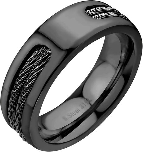 555Jewelry Stainless Steel Double Twisted Cable Rows Inlay Ring, Wedding Band for Men in Saudi Arabia